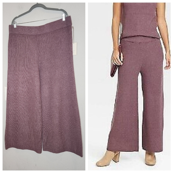 NWT A New Day Pink Mauve Ribbed Knit Sweater pull on pants.  Size XXL - Picture 1 of 16